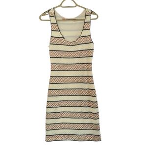 Chelsea & Violet Multi-Color Geometric Knit V-Neck Knee Length Dress - Size M